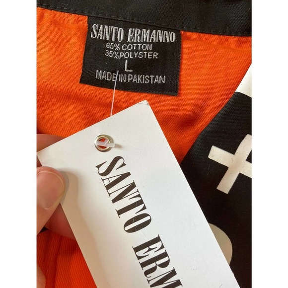 NWT Santo Ermanno Logo Trim Button Up Jacket Size Large Women’s Orange - Picture 3 of 7